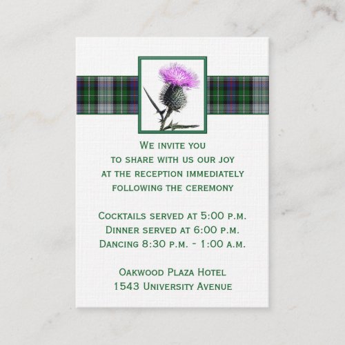 Purple Green White Tartan Thistle Enclosure Card