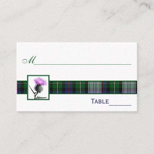 Purple Green White Tartan Thistle Place Cards