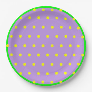 Purple Green Yellow Geometric Polka Dots  Paper Plates