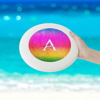 Purple Green Yellow Glitter Rainbow Unicorn  Wham-O Frisbee