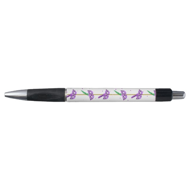 PURPLE GREEN YELLOW MARDI GRAS PATTERNS PEN (Front)