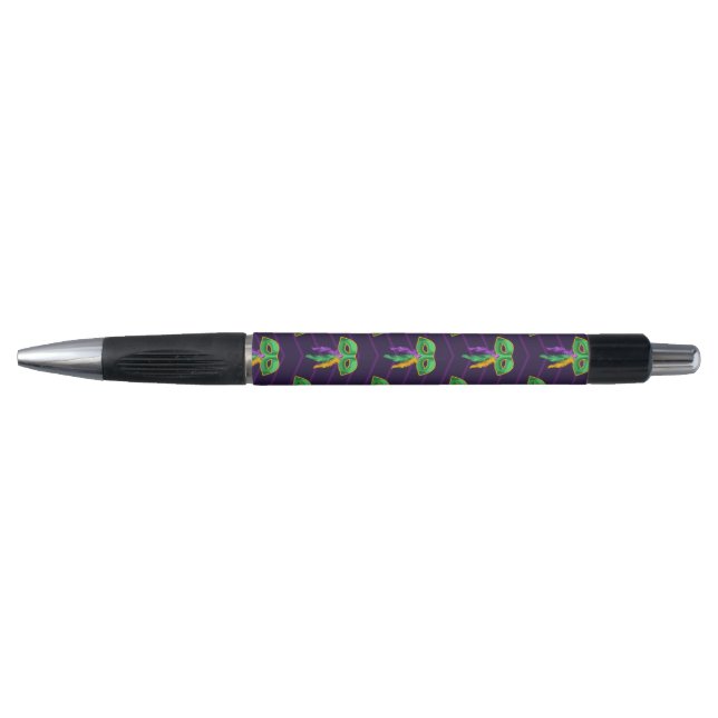 PURPLE GREEN YELLOW MARDI GRAS PATTERNS PEN (Front)