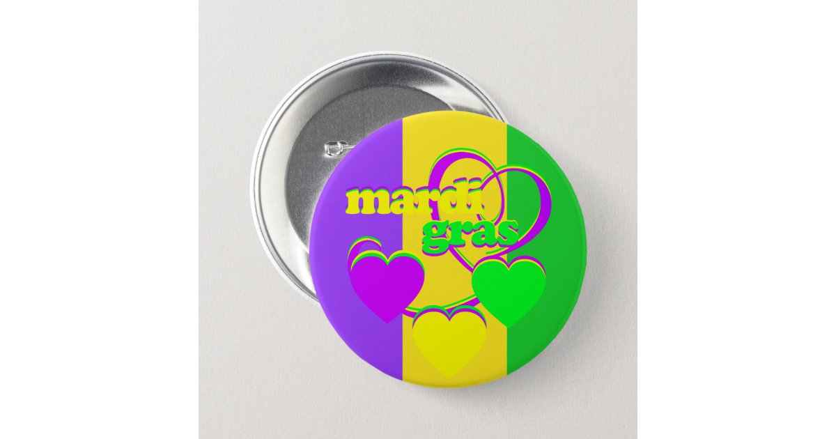 Mardi Gras Louisiana Badge Reel Gold Purple Green 