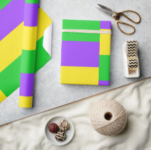 Purple Green Yellow Stripes New Orleans Mardi Gras Wrapping Paper