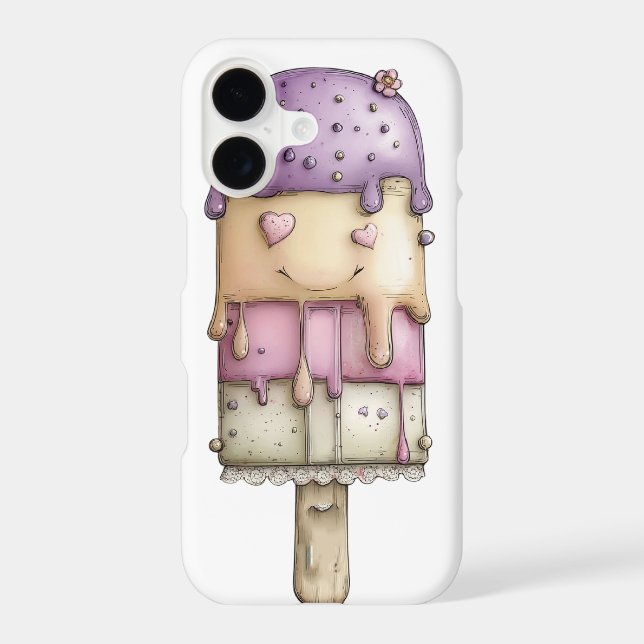 PURPLE GREEN YELLOW SUMMER ICE CREAM iPhone CASE (Back)