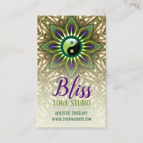 Purple Green Yin Yang Holistic Energy Bliss Yoga Business Card