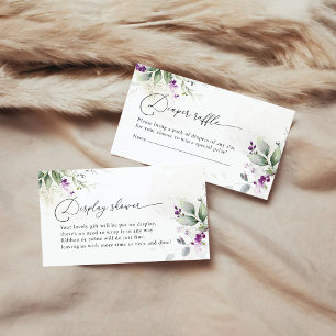 Purple Greenery Diaper Raffle Enclosure Card