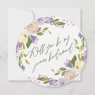Purple Greenery Floral Junior Bridesmaid Proposal Invitation