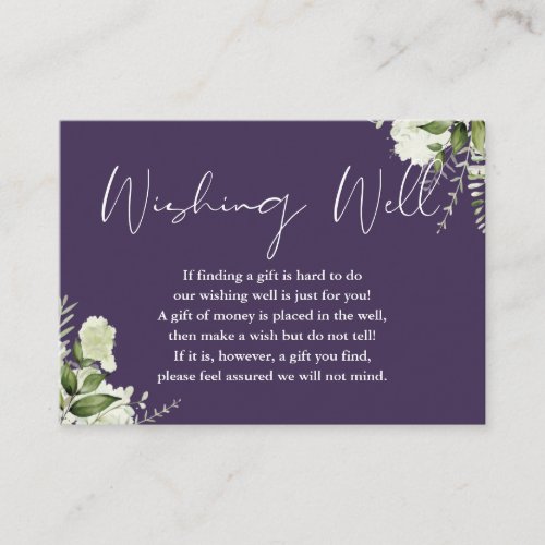 Purple Greenery Floral Wishing Well Wedding Enclosure Card