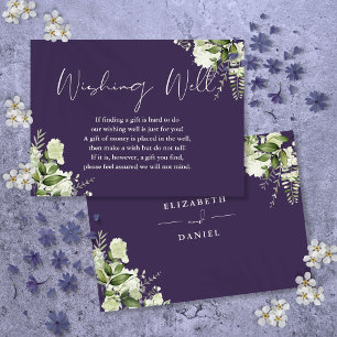 Purple Greenery Floral Wishing Well Wedding Enclosure Card