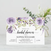 Purple & Greenery Flowers Bridal Shower Invitation (Standing Front)