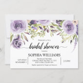 Purple & Greenery Flowers Bridal Shower Invitation (Front)