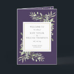 Purple Greenery Foliage Wedding Program<br><div class="desc">Featuring delicate watercolor greenery leaves on a purple background,  this chic botanical folded wedding program can be personalized with your special wedding day information. Designed by Thisisnotme©</div>