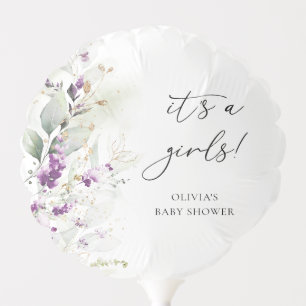 Purple Greenery It's A Girl Floral Balloon