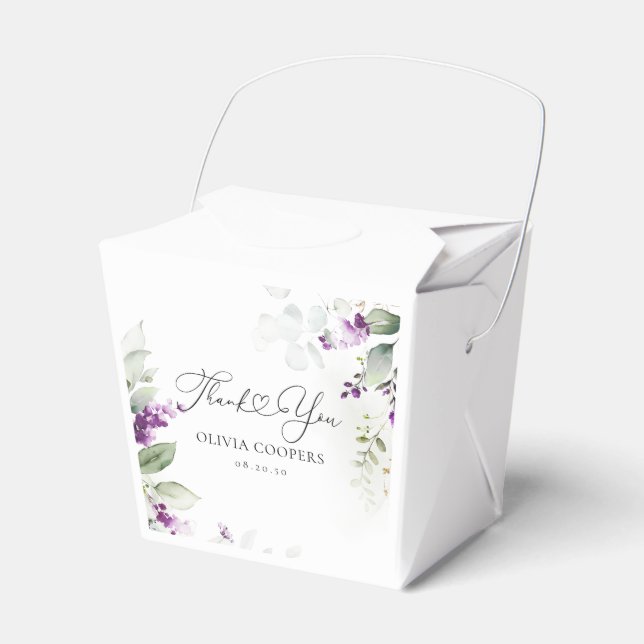Purple Greenery Lavender Baby Shower Favor Box (Front Side)