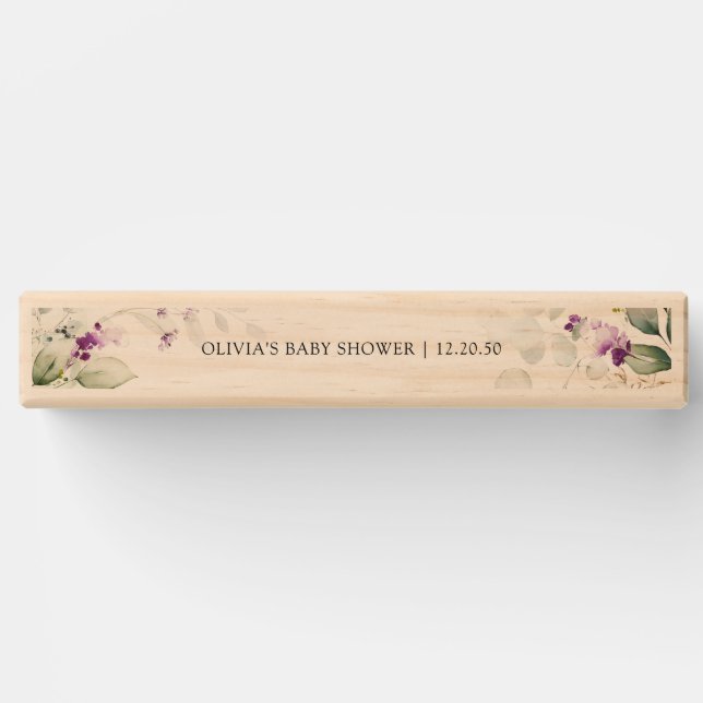 Purple Greenery Lavender Baby Shower Topple Tower (Front)