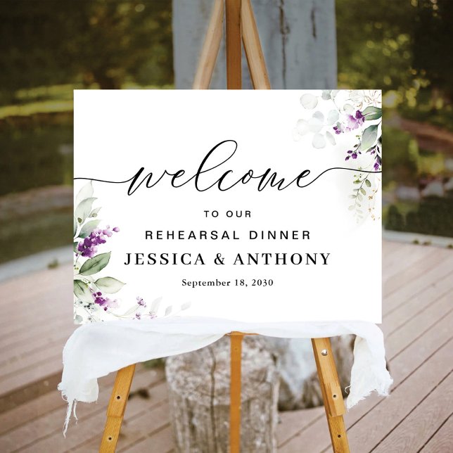 Purple Greenery Lavender Rehearsal Dinner Foam Board (Creator Uploaded)