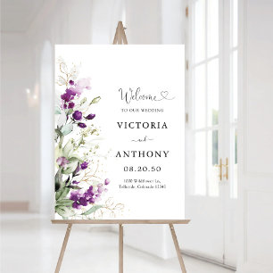 Purple Greenery Lavender Wedding Foam Board