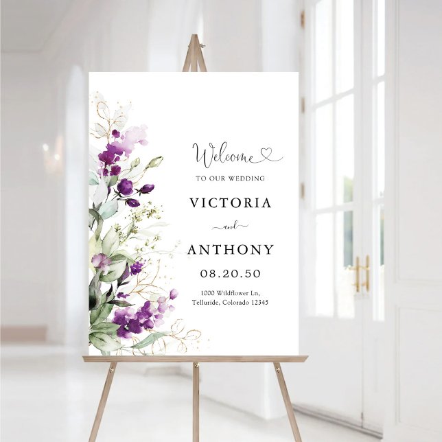Purple Greenery Lavender Wedding Foam Board (Creator Uploaded)