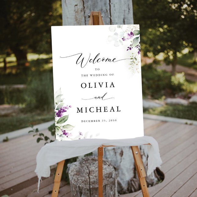 Purple Greenery Lavender Wedding Foam Boards (Creator Uploaded)
