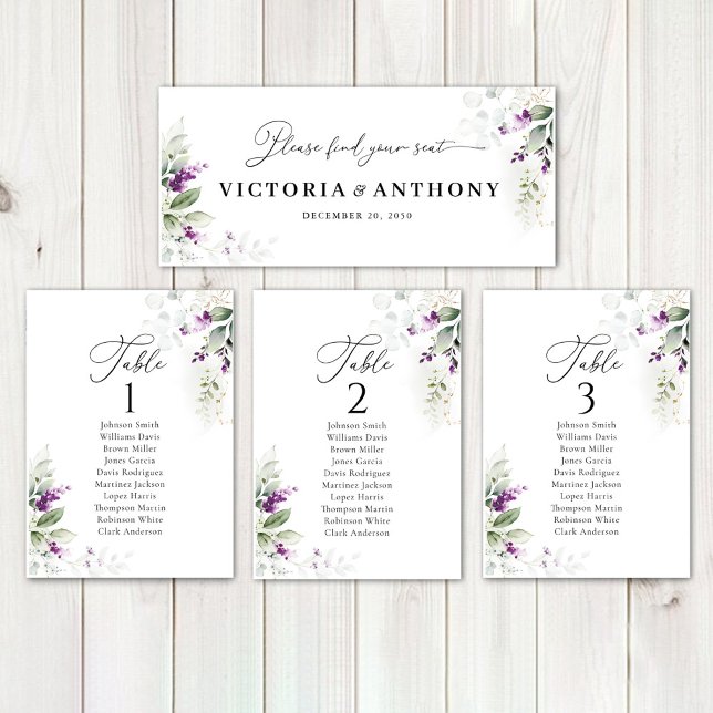 Purple Greenery Lavender Wedding Head Table Sign (Creator Uploaded)