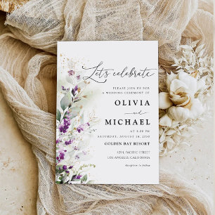 Purple Greenery Lavender Wedding Invitation