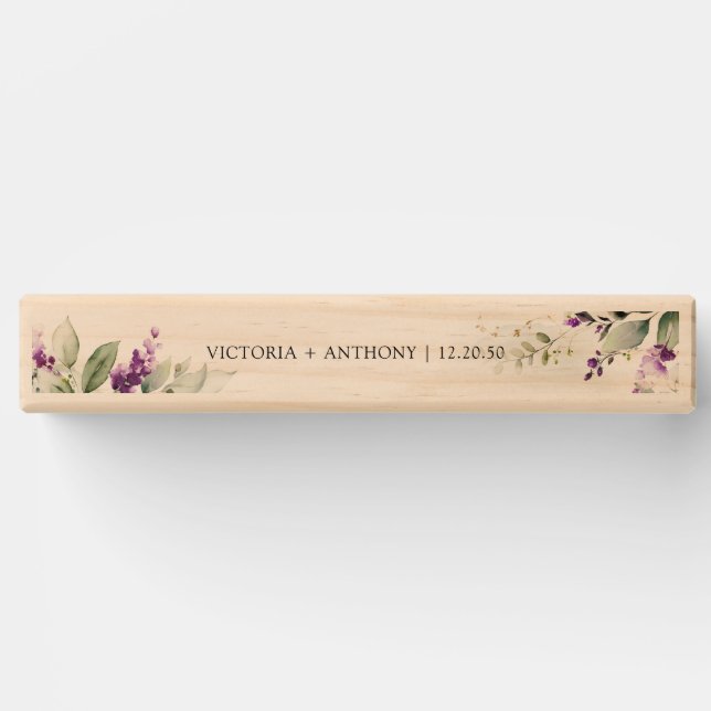 Purple Greenery Lavender Wedding Topple Tower (Front)