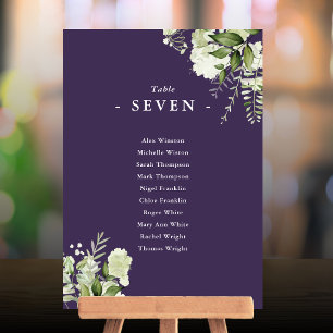 Purple Greenery Seating Plan Table Number