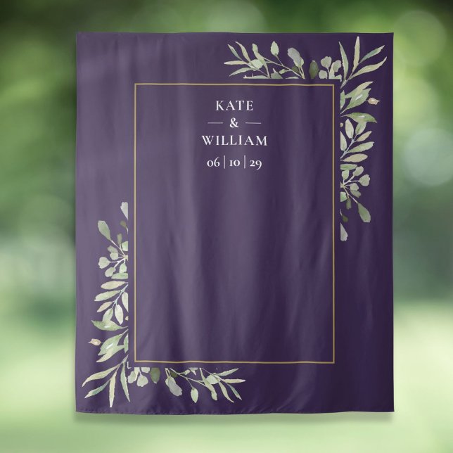 Purple Greenery Wedding Photo Booth Backdrop (Purple Greenery Wedding Photo Booth Backdrop)