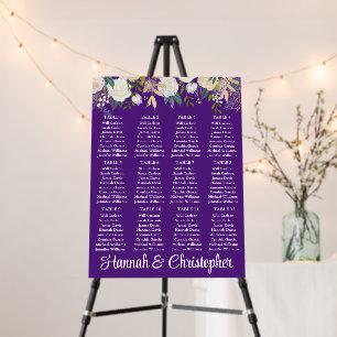Purple Greenery Wedding Reception Seating Plan Foam Board