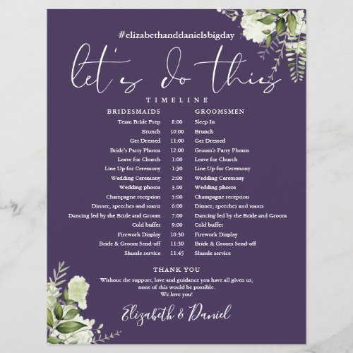 Purple Greenery Wedding Schedule Timeline
