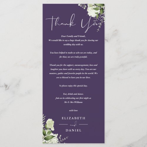 Purple Greenery Wedding Thank You Place Card