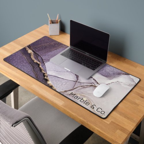 Purple Grey and Gold Abstract Textured Background Desk Mat
