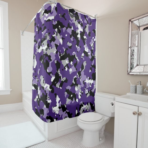 purple and grey shower curtain