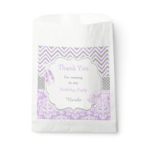Purple & Grey Chevron Ballerina Baby Shower Favor Bag