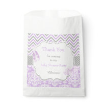 Purple & Grey Chevron Ballerina Baby Shower Favor Bag