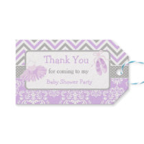 Purple & Grey Chevron Ballerina Thank You Gift Tag