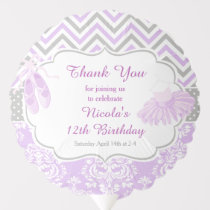 Purple & Grey Chevron Damask Ballerina Birthday Balloon