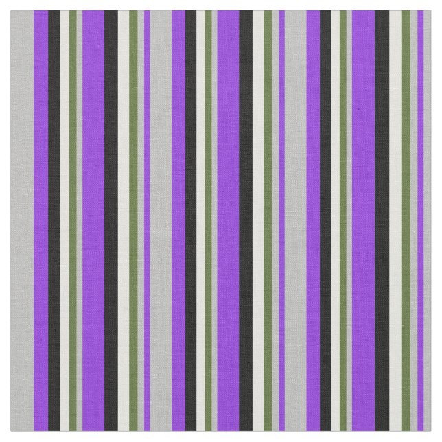 Purple, Grey, Dark Olive Green, Light Cyan & Black Fabric (Close Up)