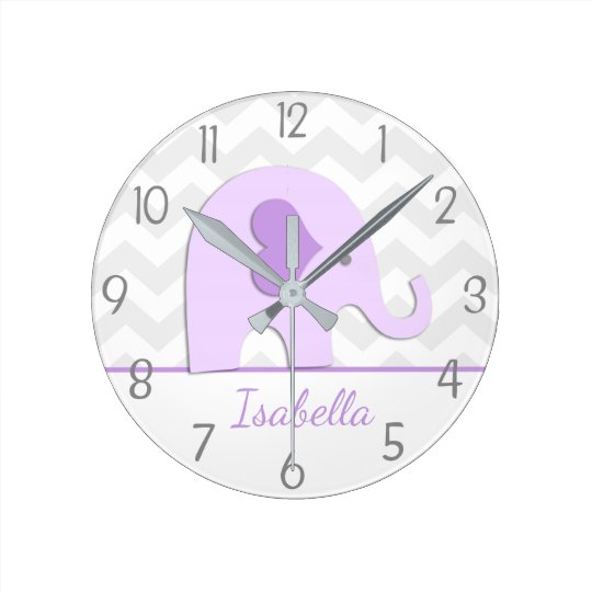 Purple Grey Elephant Nursery Wall Clock Zazzle Purple Grey Elephant Nursery Wall Clock