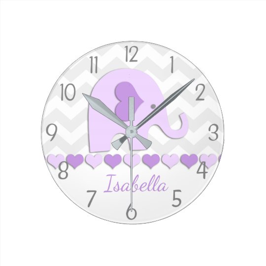 Purple Grey Elephant Nursery Wall Clock Zazzle Purple Grey Elephant Nursery Wall Clock