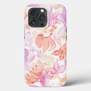 Purple grey floral watercolor flowers iPhone 13 pro case