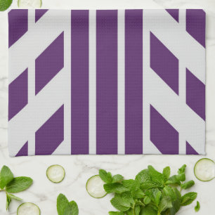 Purple & Grey Geometric Kitchen Towel, Monogram Kitchen Towel
