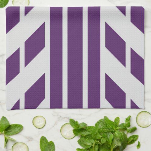 Purple  Grey Geometric Kitchen Towel Monogram Kitchen Towel