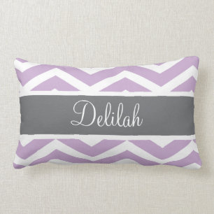 Purple Grey Gray Chevron Custom Lumbar Pillow