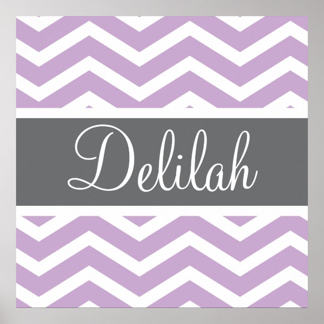 Purple Grey Gray Chevron Custom Poster (Front)