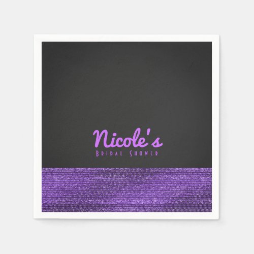 Purple Grey Modern Glam Sequins Elegant Chic Paper Napkins