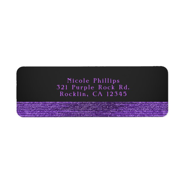 Purple Grey Modern Glam Sequins Party Invitation Label (Front)