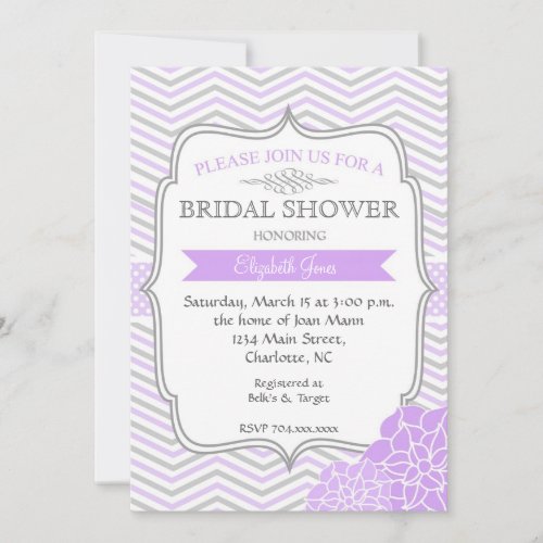Purple  Grey Vintage  Bridal shower Invitation