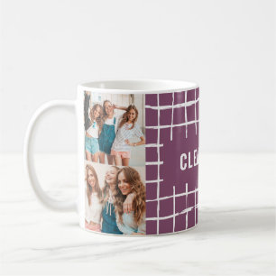Purple grid 4 photo modern minimal simple coffee mug